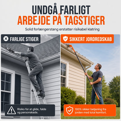 Tagrende-renseværktøj uden stige til nem og sikker rensning af tagrender