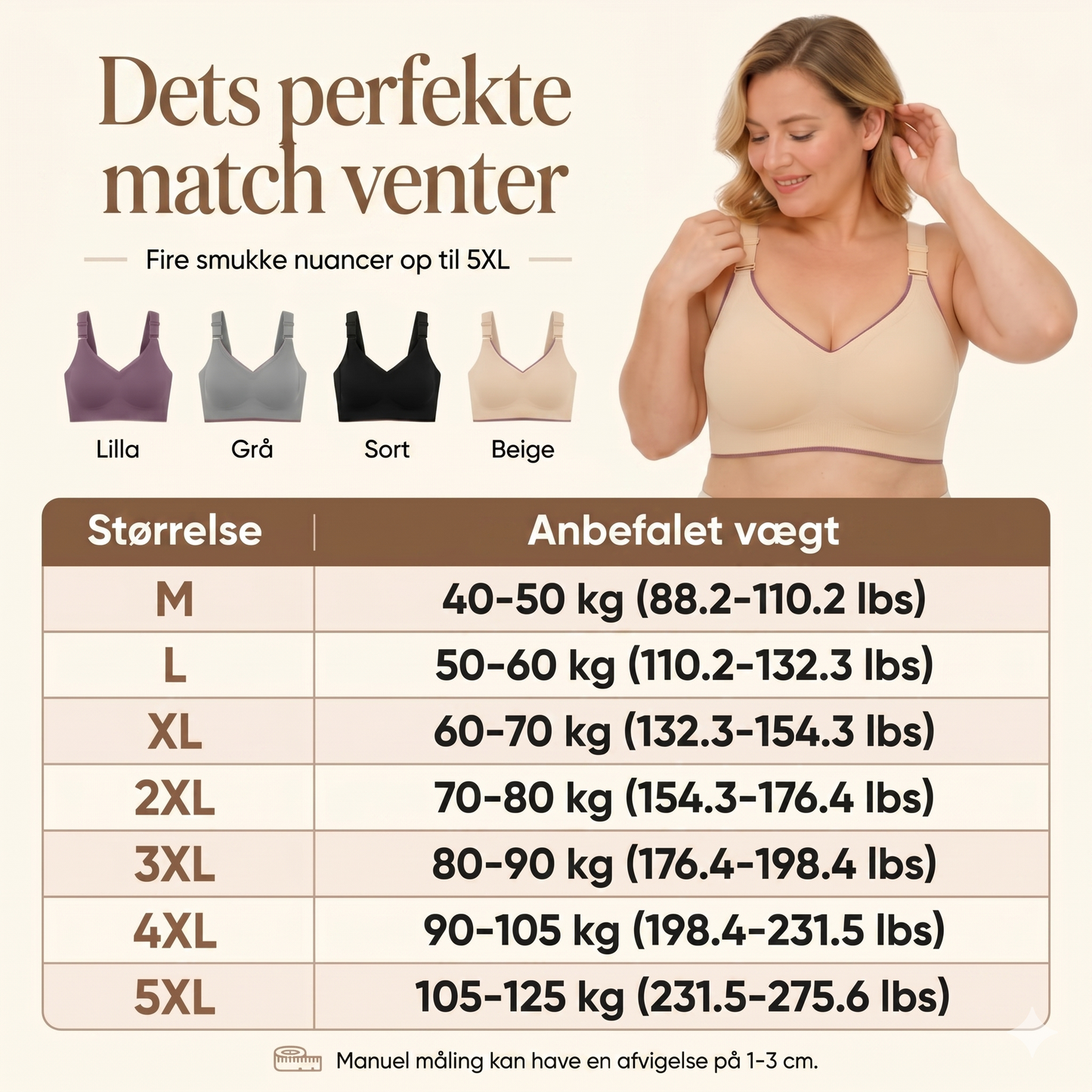Komfortabel Bøjlefri BH med Elegant Sommerfuglebroderi