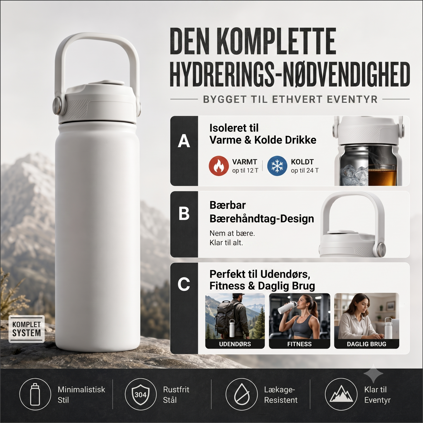 Premium isoleret krus i rustfrit stål til varme og kolde drikke