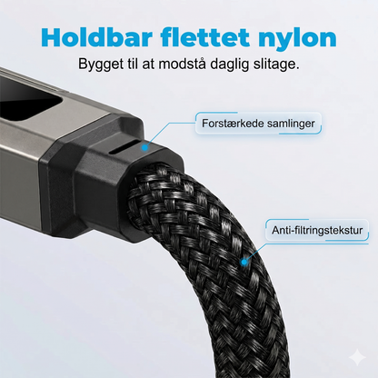Holdbart Flettet 4-i-1 Opladerkabel til Nøglering