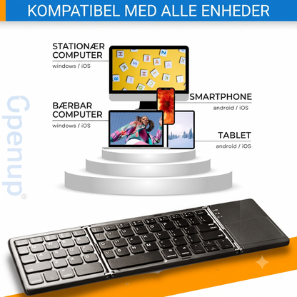 Foldbart Bluetooth Tastatur med Touchpad – Genopladeligt