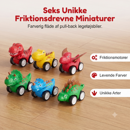 Friktionsdrevet Dobbeltdækker Dinosaur Legetøjslastbil med 6 Minikøretøjer