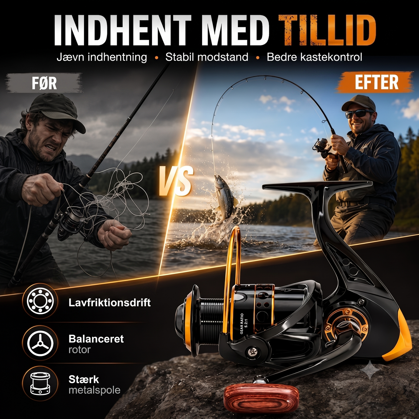 Letvægts Spinnestang Med CNC-maskineret Hjulsæde Til Fiskeri