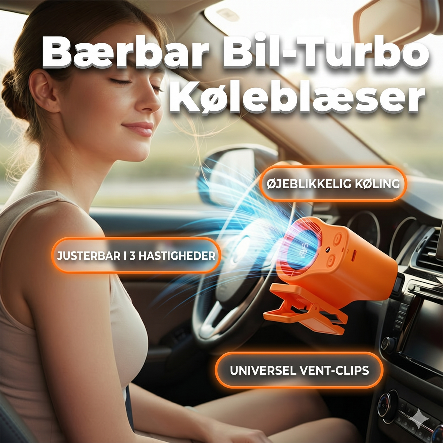 Bærbar 2-i-1 Ventilator til Bil og Skrivebord