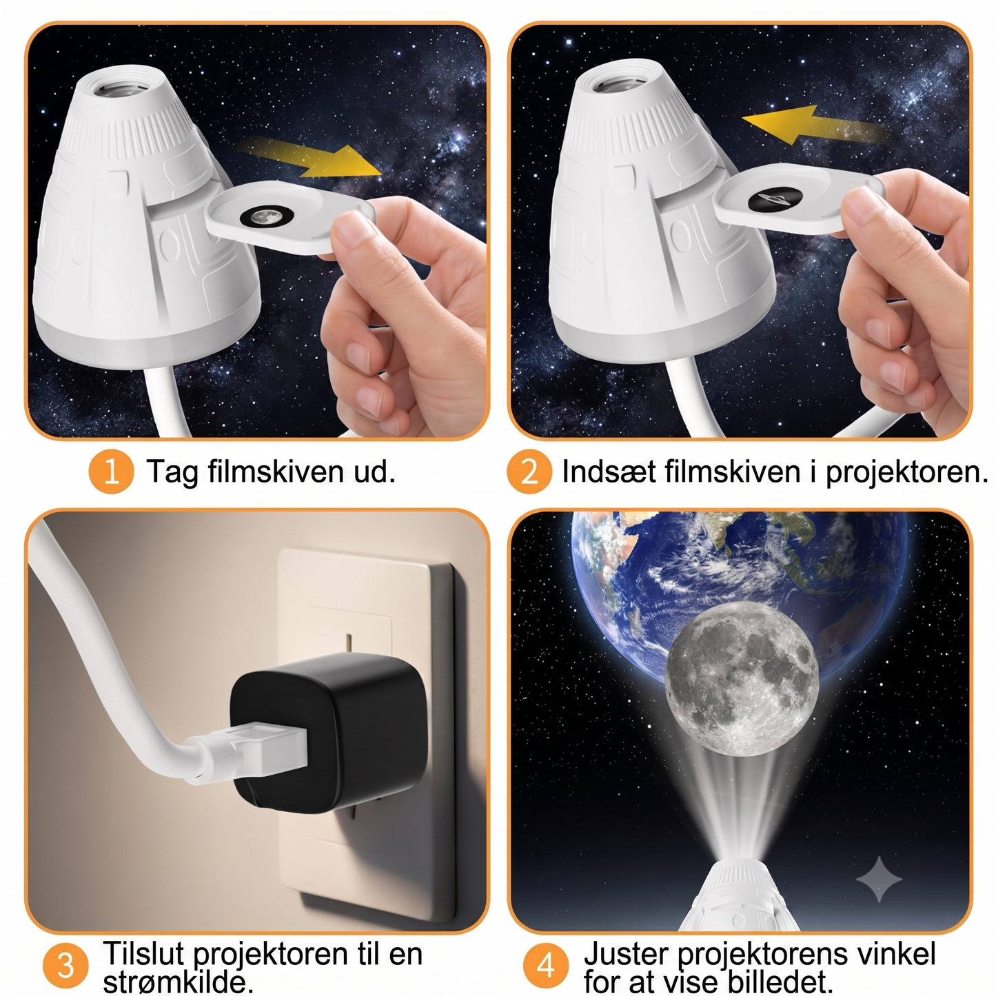 Planetarisk HD-projektor med justerbar brændvidde til magisk kosmiske stemning