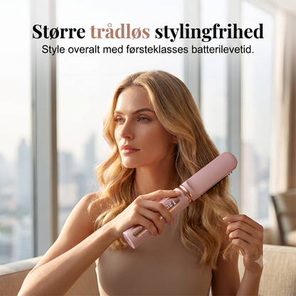 Genopladelig Trådløs Skoldningsfri Glattebørste med Digitalt Display