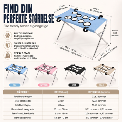 Sammenklappelig 2-i-1 plejeseng og bord til kæledyr