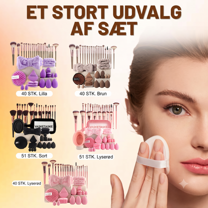 Hudvenligt Dobbeltfunktionelt Alt-i-et Makeupbørste og Blendingssvamp Sæt