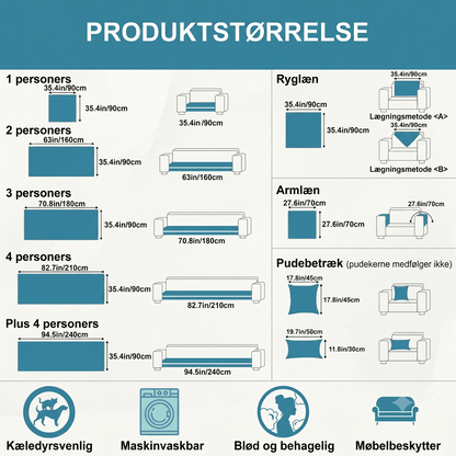 Premium Sofaovertræk – Tykt tekstil med anti-glid bagside