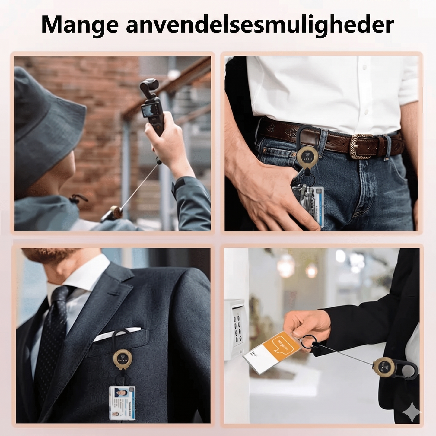 Taktisk Nøglering med Udtrækkeligt Stålkabel og Karabinhage