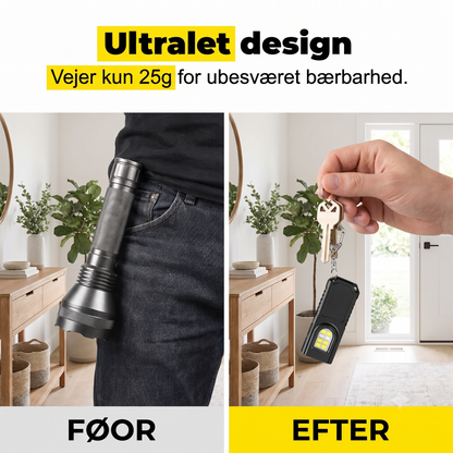 Mini nøgleringslygte med magnetisk base til praktisk hverdagsbrug
