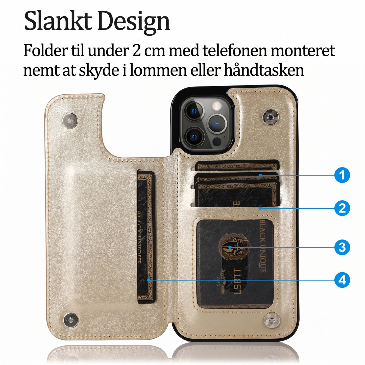 Blomstret telefoncover med indbygget kortholder