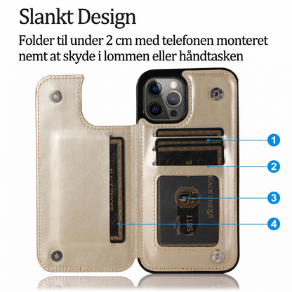 Blomstret telefoncover med indbygget kortholder