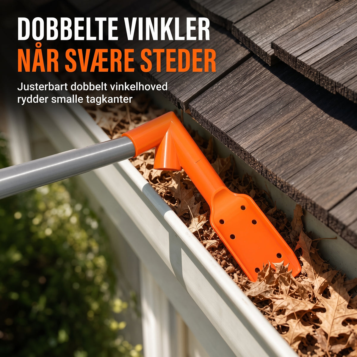 Tagrende-renseværktøj uden stige til nem og sikker rensning af tagrender