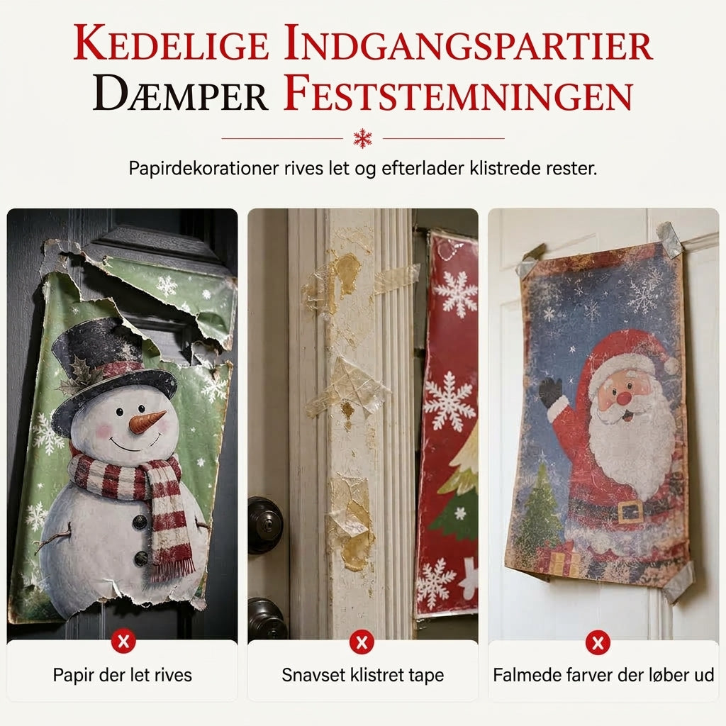 Magisk juledekoration til hoveddøren med glade julemotiver og lynhurtig montering