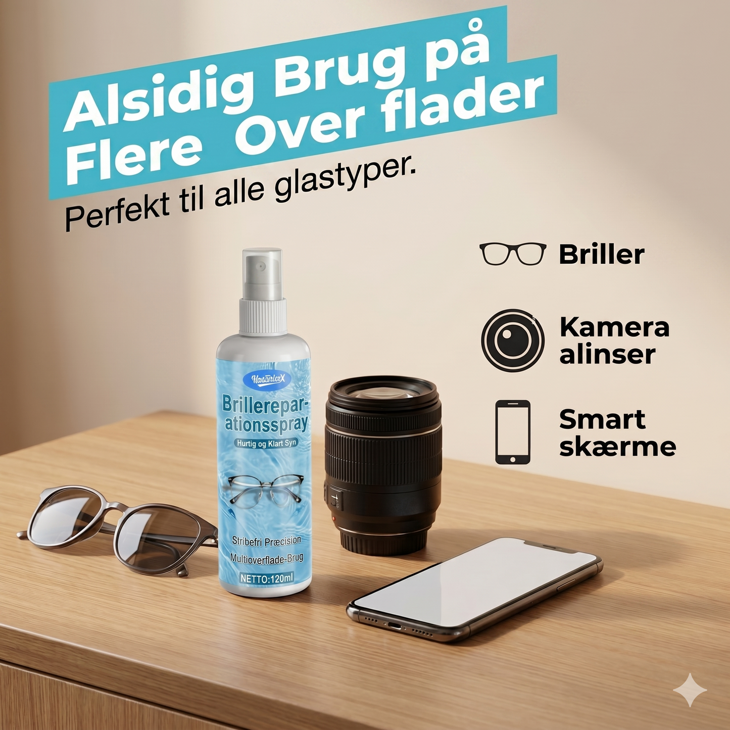 Skånsom Ridsefjerner til Briller og Skærme