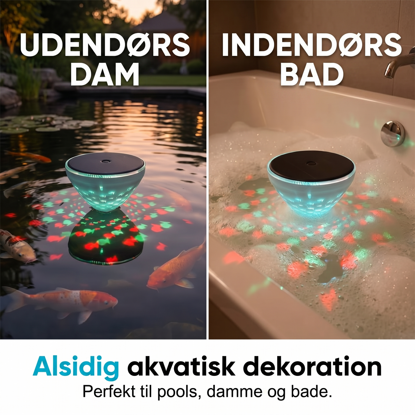 Solcelledrevet Flydende Poollampe med Fiskeprojektion