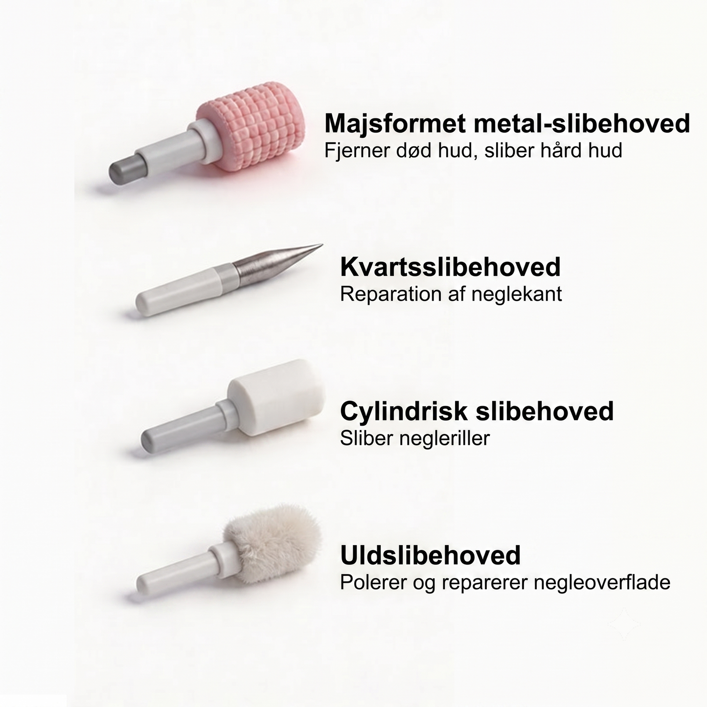 Ergonomisk Elektrisk Neglefil med Digitalt Hastighedsdisplay og 4 Udskiftelige Slibehoveder