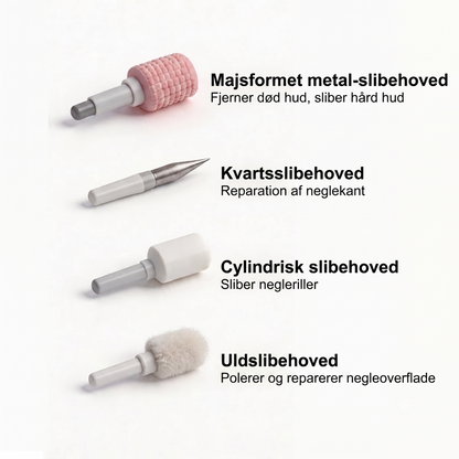 Ergonomisk Elektrisk Neglefil med Digitalt Hastighedsdisplay og 4 Udskiftelige Slibehoveder