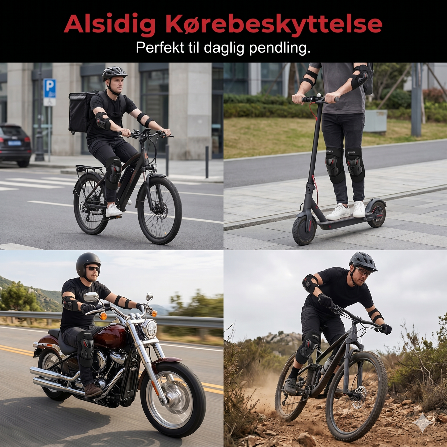 Komplet Sæt med Knæbeskyttere og Albuebeskyttere til Motorcykel