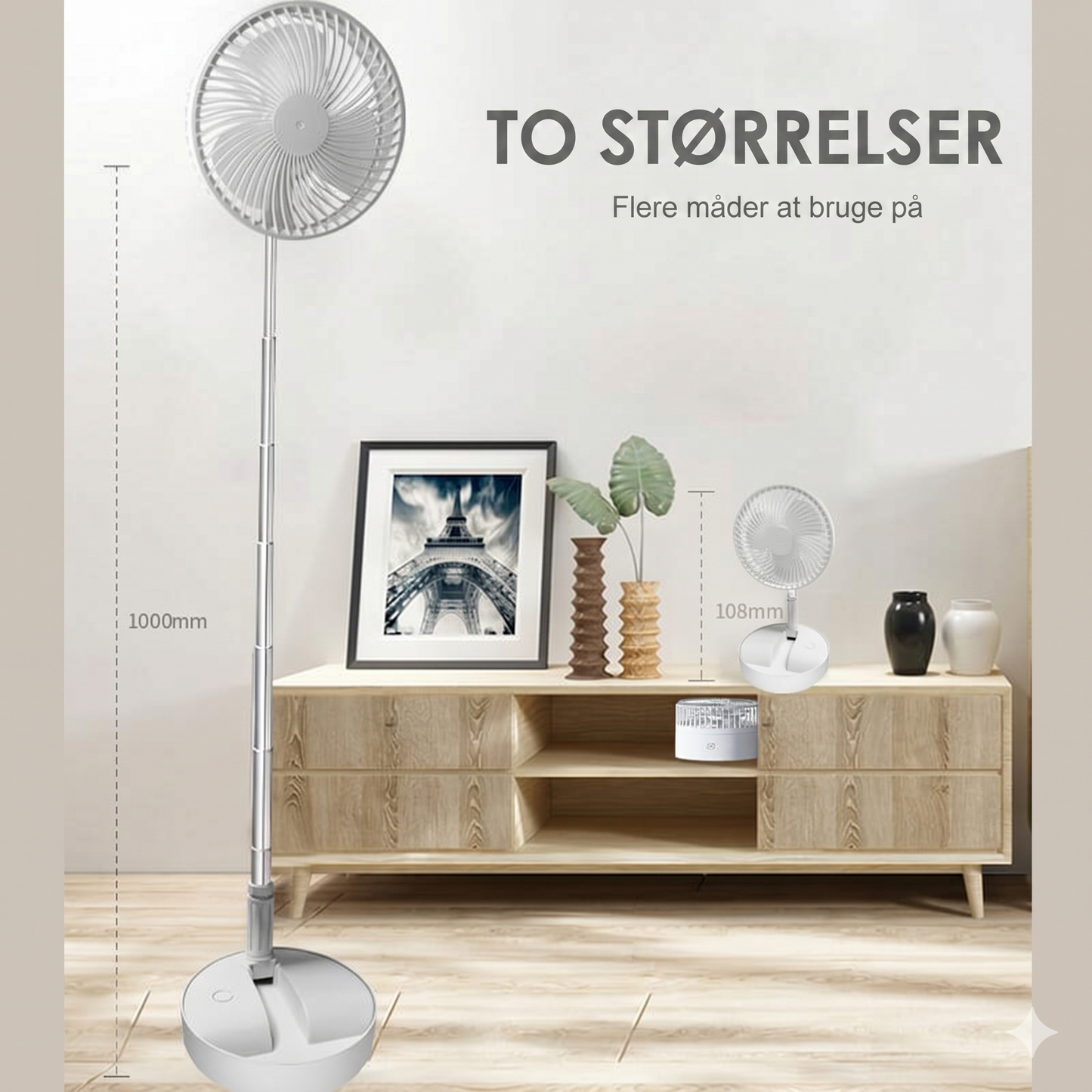 Sammenklappelig og Genopladelig Teleskopventilator