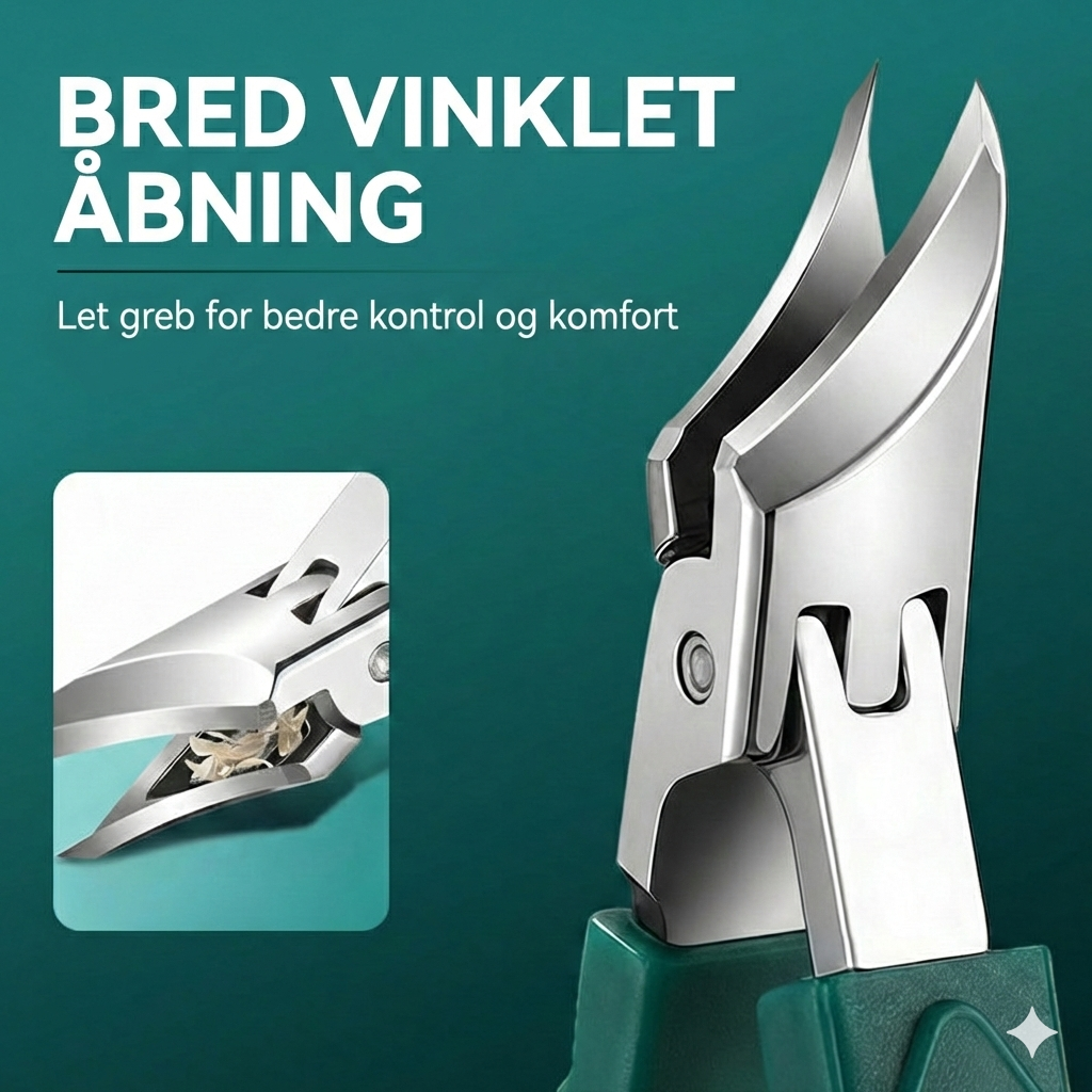 Vinklet Negleklipper med Stor Åbning