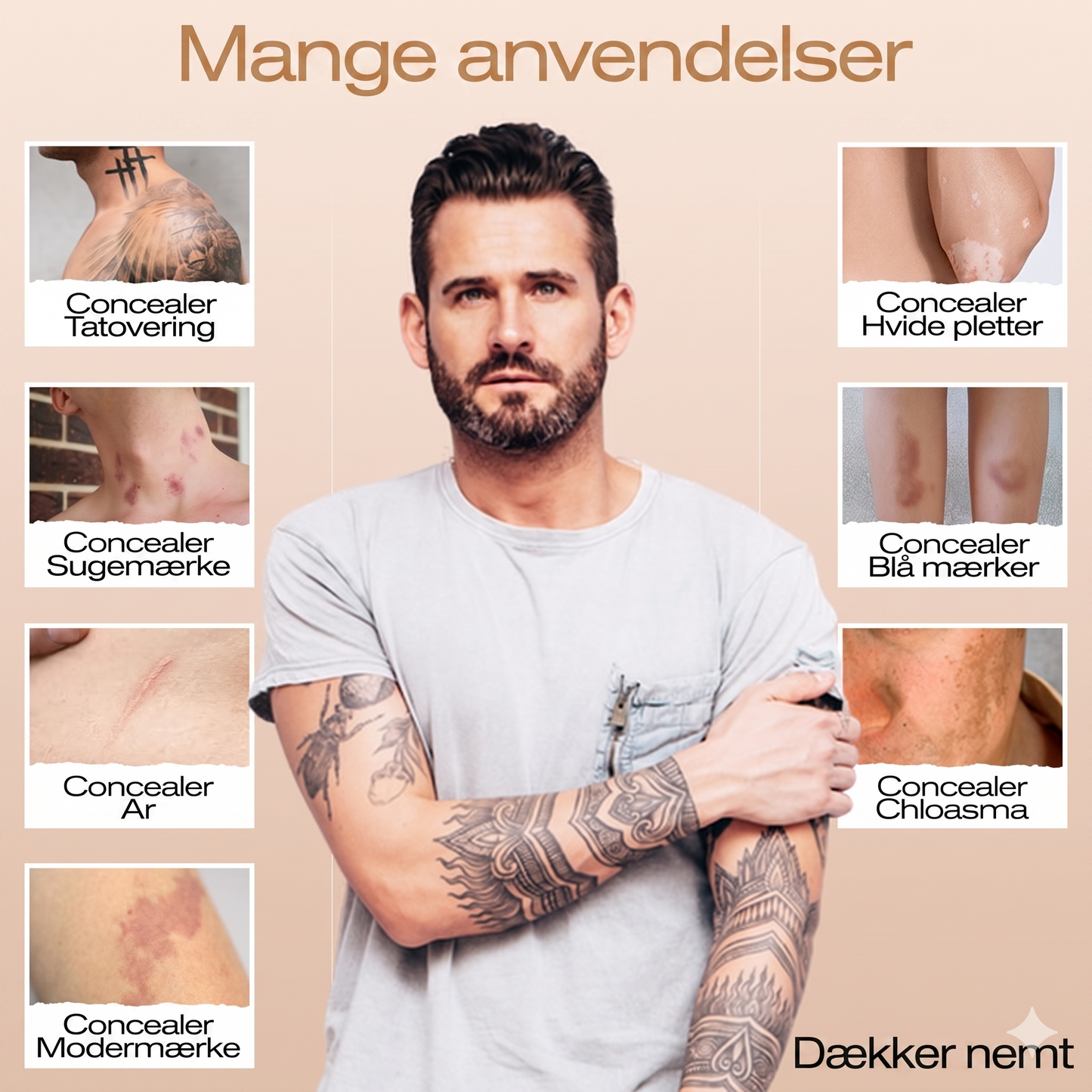 Vandtæt og Smudsafvisende Fulddækkende Ar Concealer