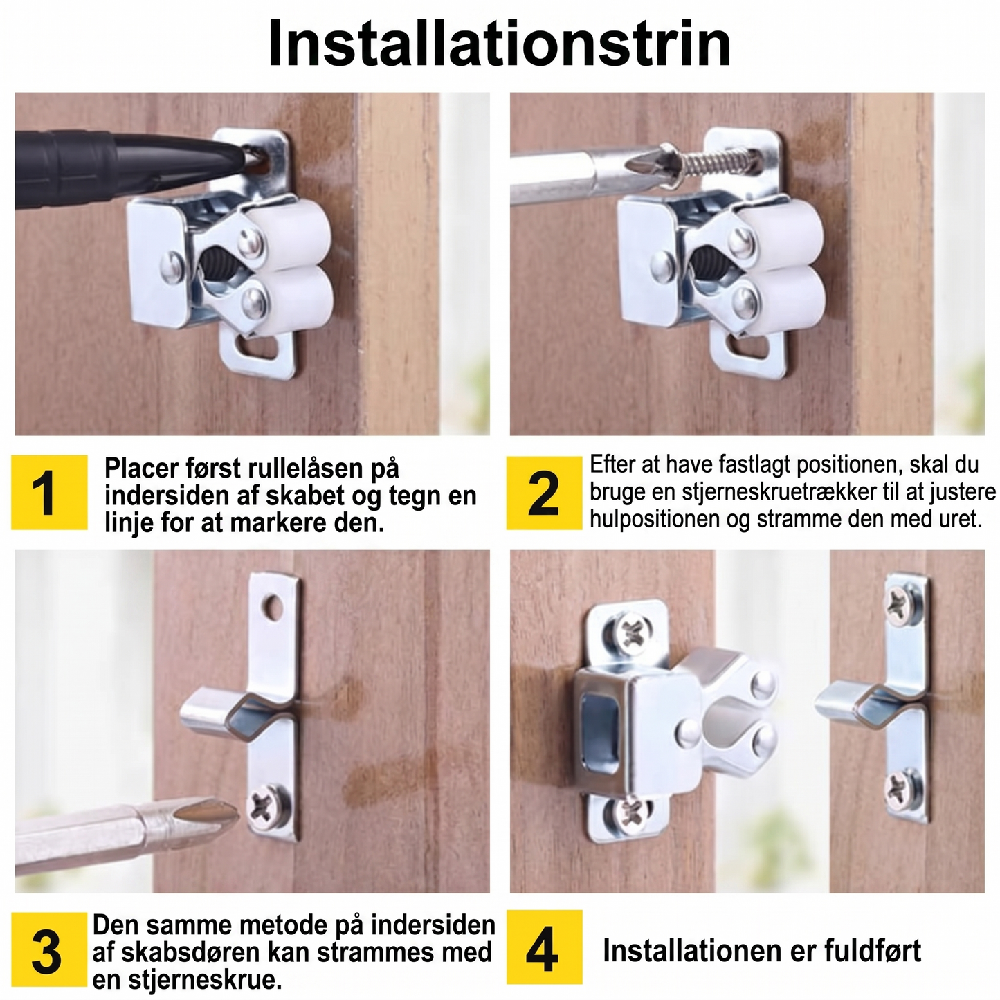 Rustfri Dobbeltrullelås til Skabslåger