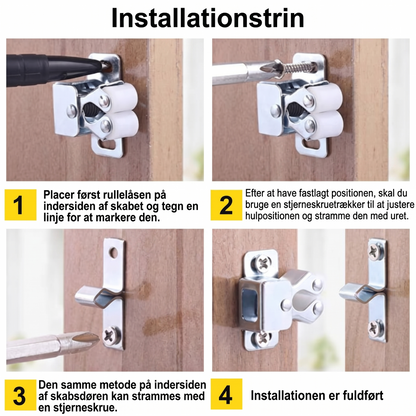 Rustfri Dobbeltrullelås til Skabslåger