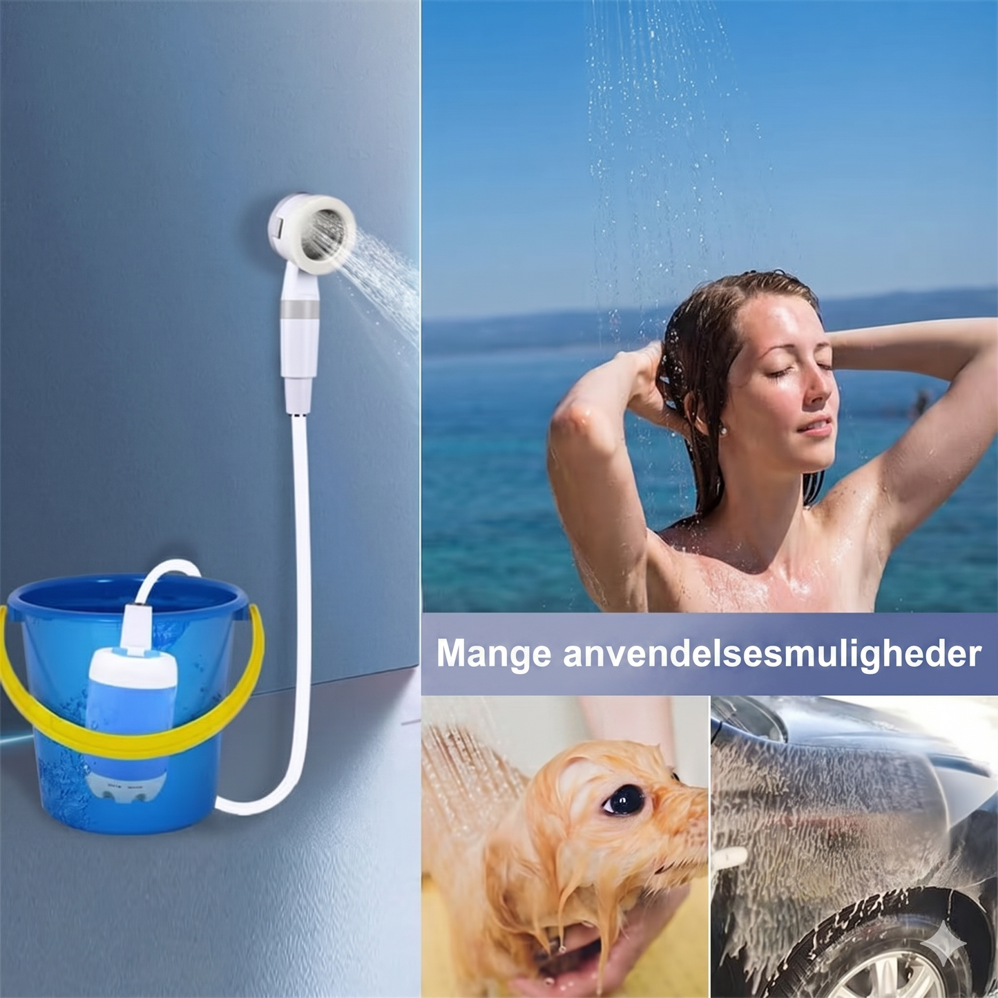 Universal Outdoor Bruser – Perfekt til Camping, Vandring & Vask af Kæledyr