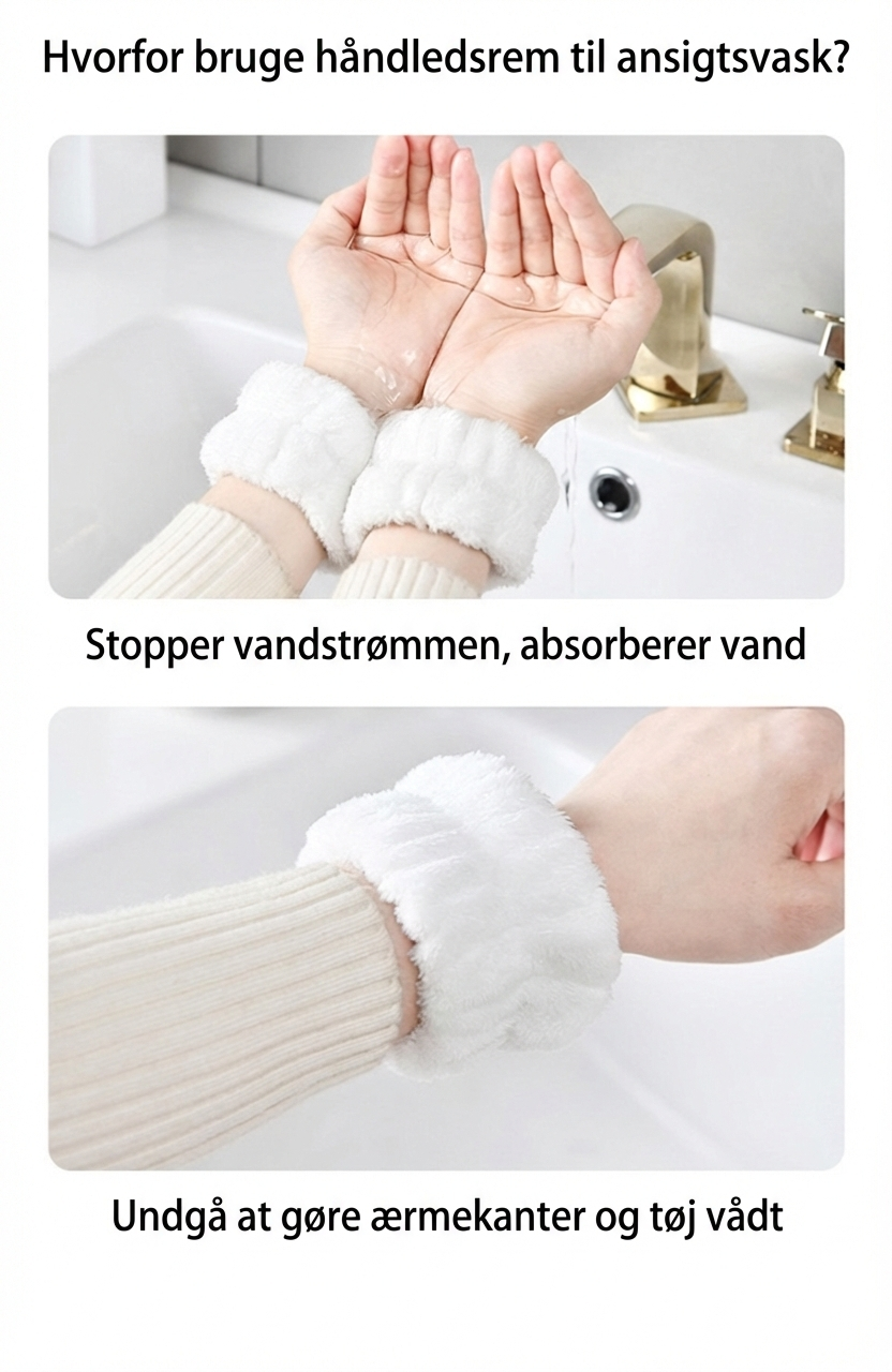 Anti-Dryp Vaskearmbånd – Undgå Våde Ærmer under Ansigtsvask (2 Stk.)