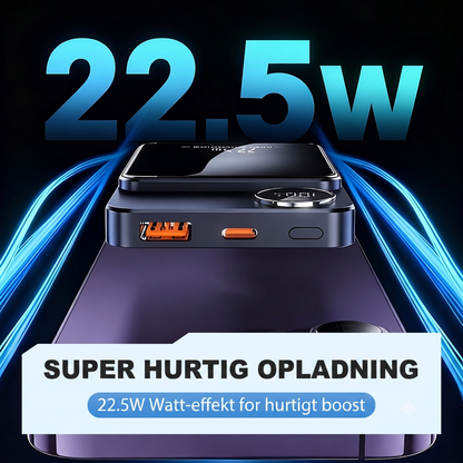Slim Magnetisk Powerbank – 15W trådløs & 22.5W hurtigopladning