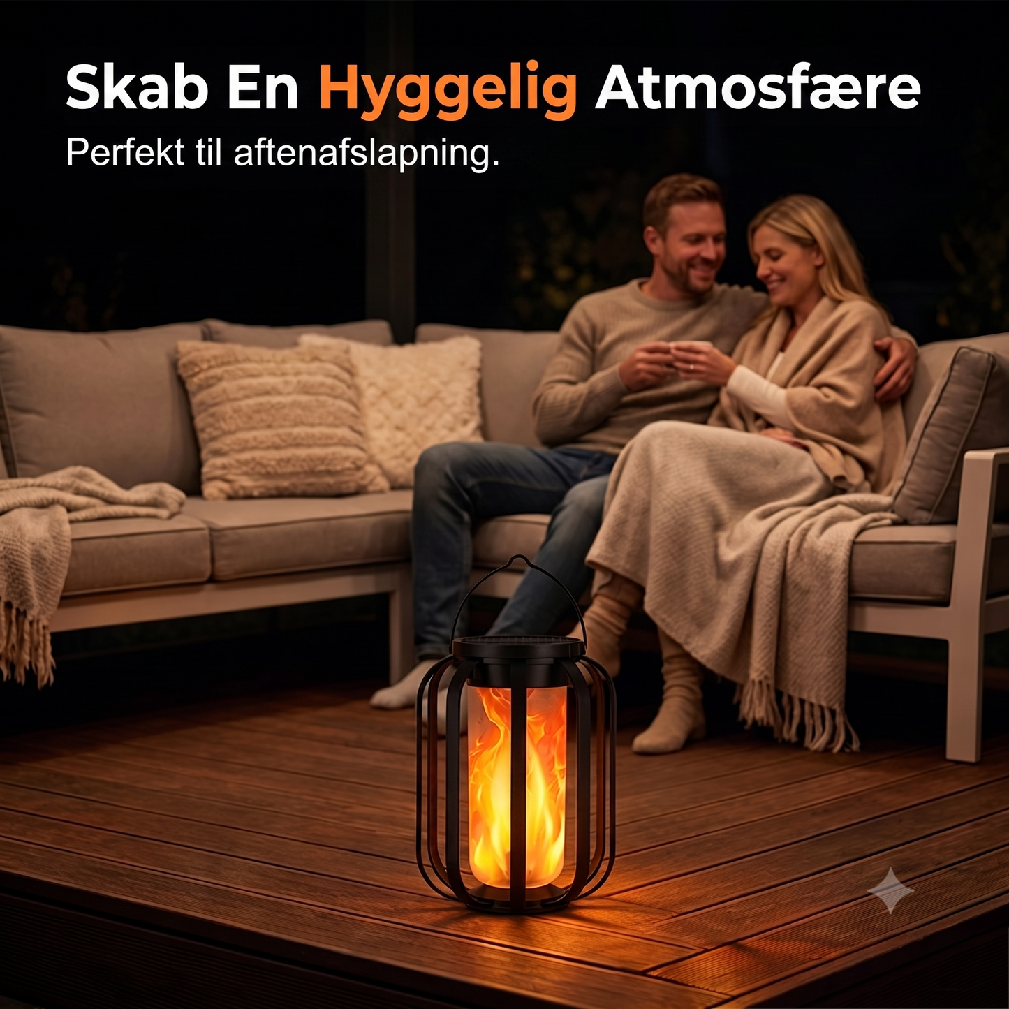 Solcelledrevet varm, flimrende flammelampe med vandtæt design og automatisk tænd/sluk