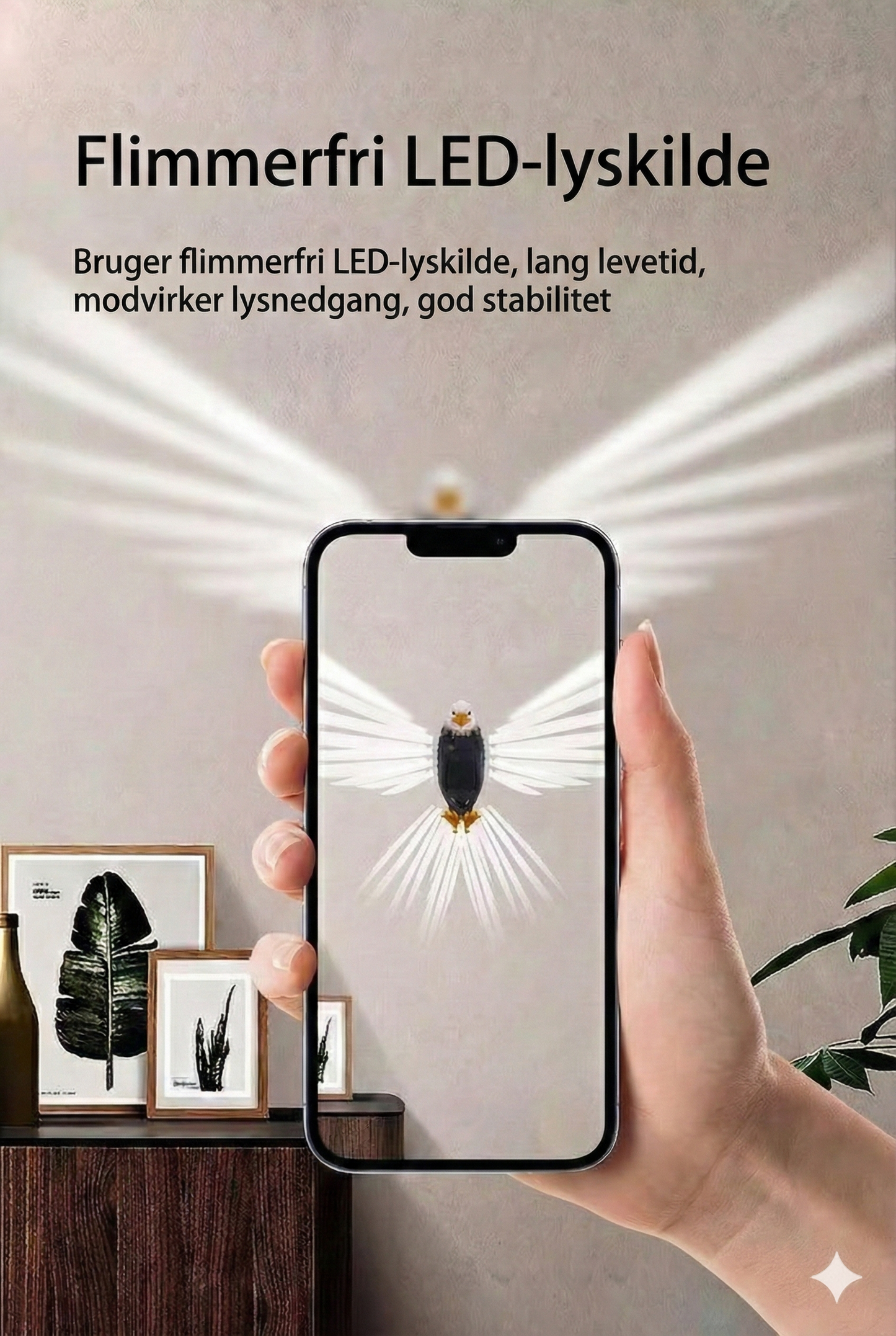 Trådløs Ørnelampe med LED – Magnetisk Væglampe med Fjernbetjening