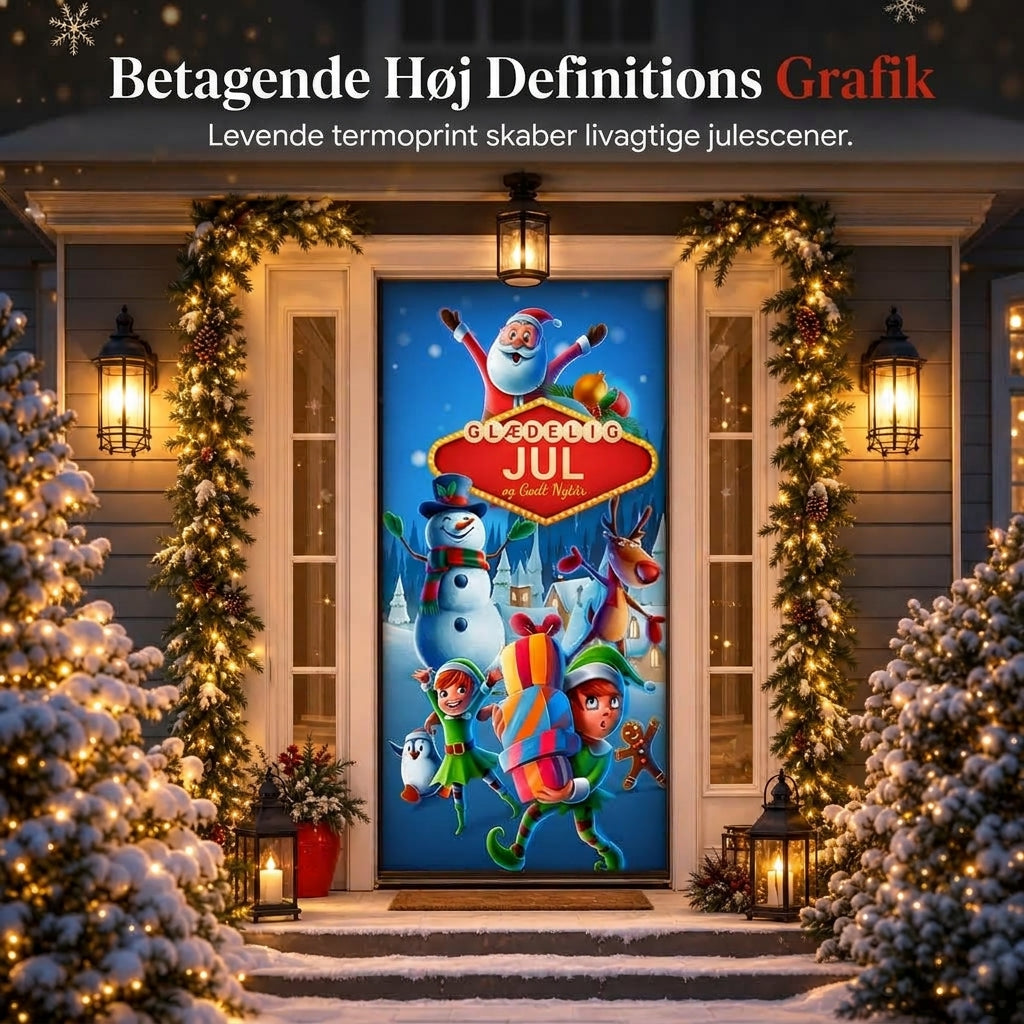 Magisk juledekoration til hoveddøren med glade julemotiver og lynhurtig montering