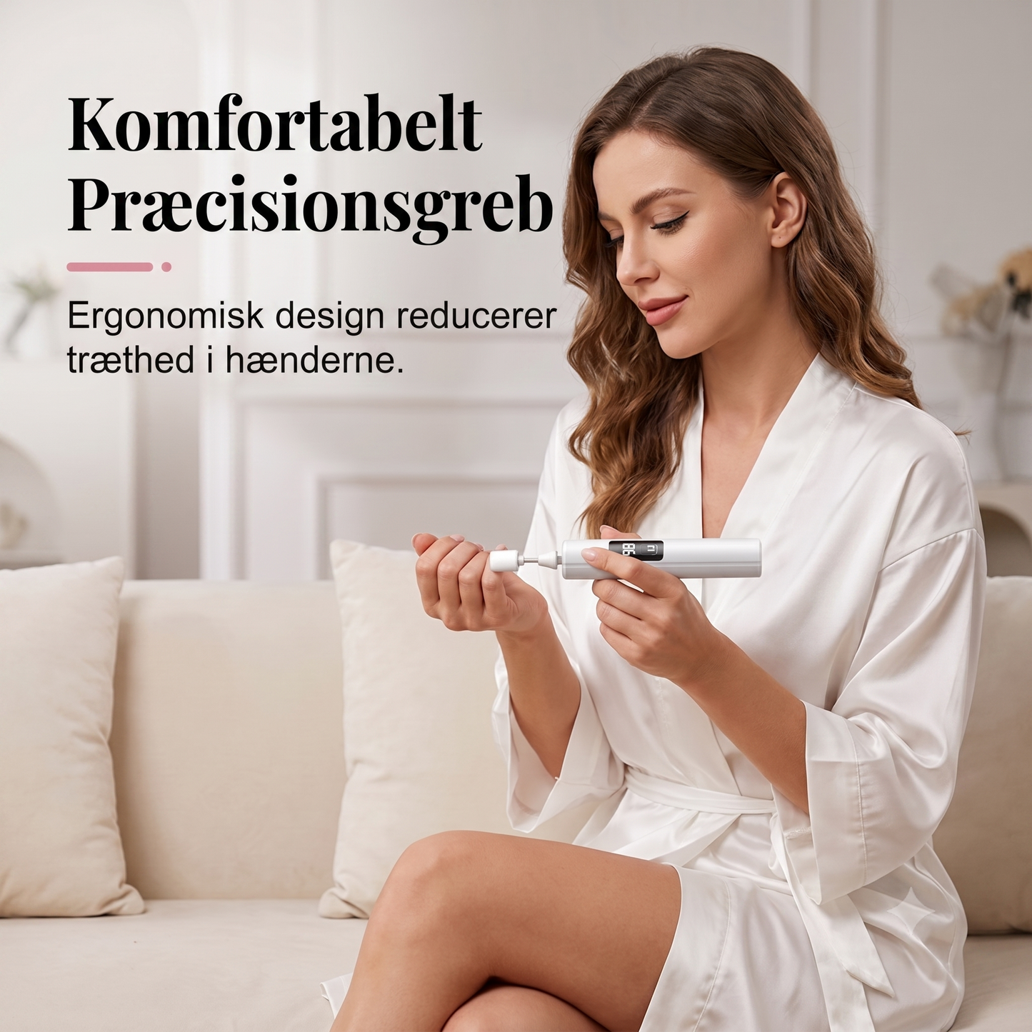 Ergonomisk Elektrisk Neglefil med Digitalt Hastighedsdisplay og 4 Udskiftelige Slibehoveder