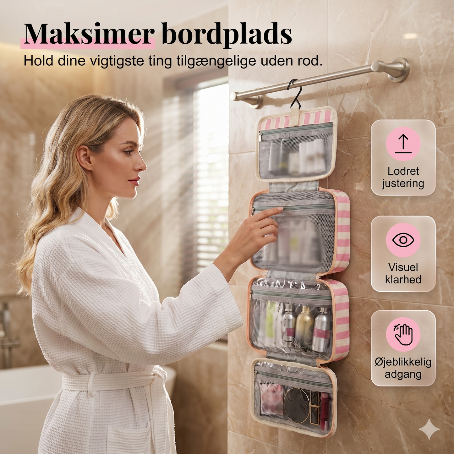 Hængende Rejsetoilettaske med 4 Rum