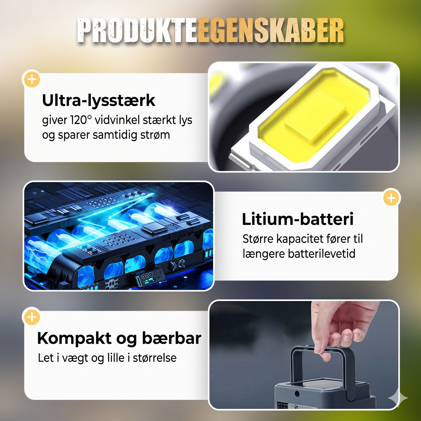 Solcelle Campinglampe med Powerbank (50W)