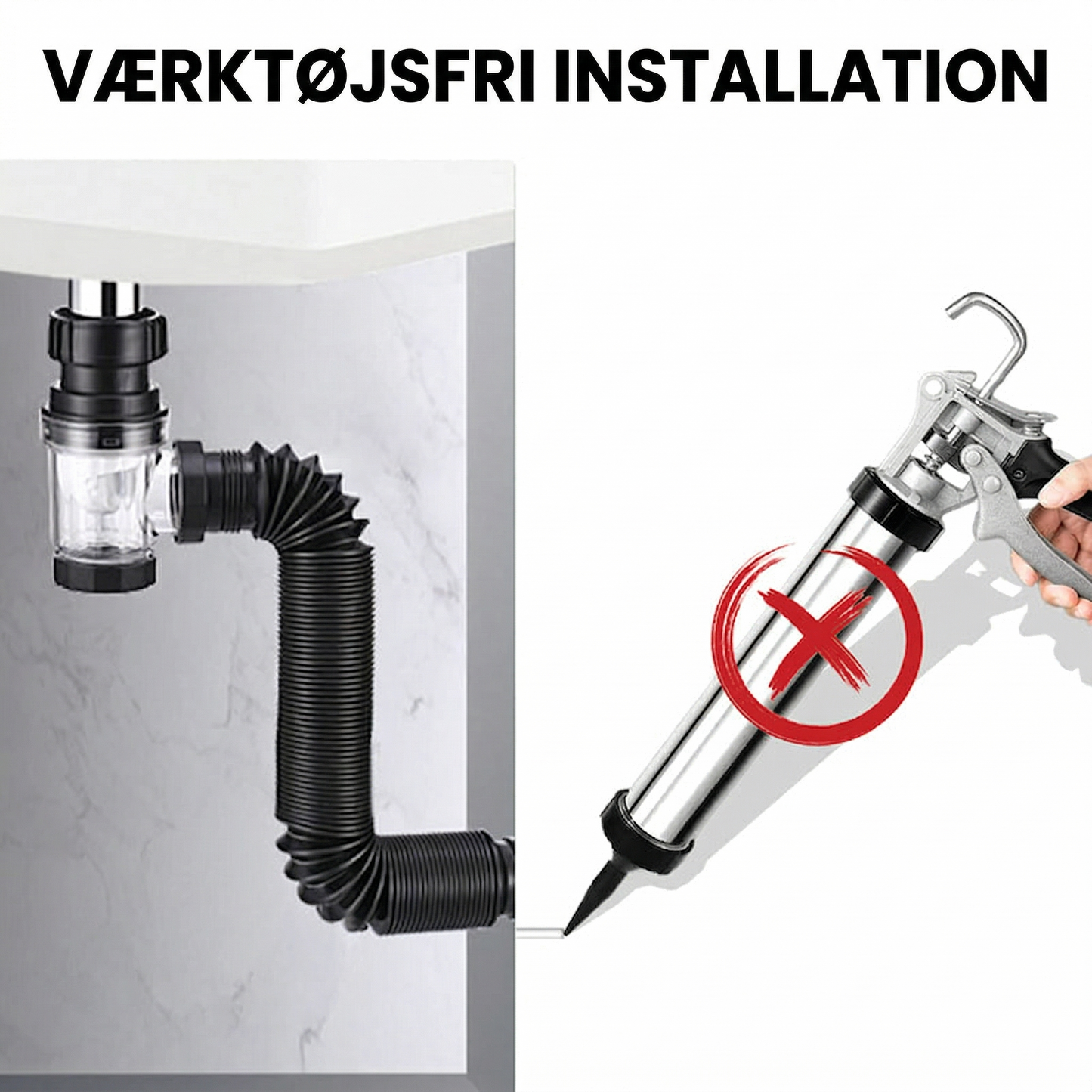 Universelt Fleksibelt Afløbsrør med Lugtspærre – Teleskopisk & Anti-tilstopning