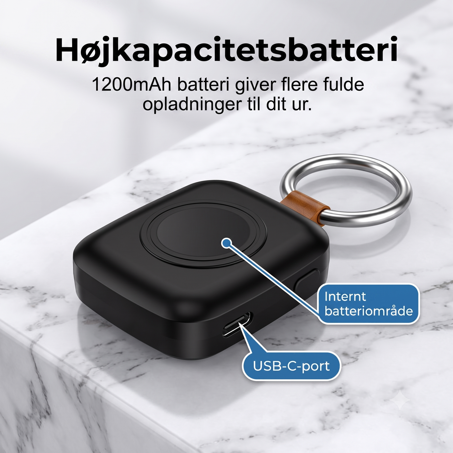 Stilfuld trådløs oplader til smartwatch – Bærbar powerbank