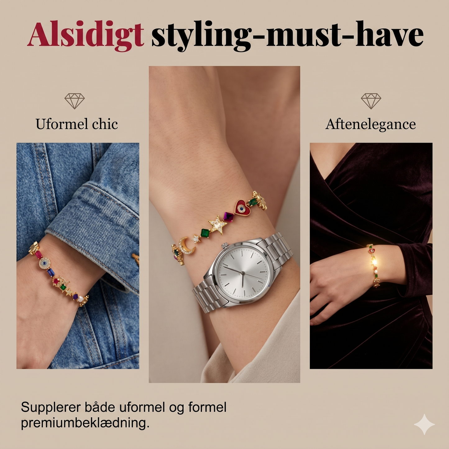 Boho-Elegance Armbånd – Himmelske Symboler & Multifarvede Krystaller