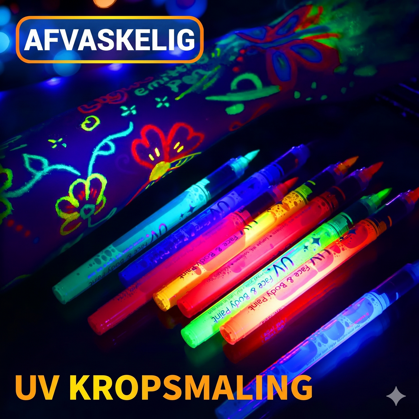 Hudvenligt UV-Glow Farvesæt til Ansigt og Krop