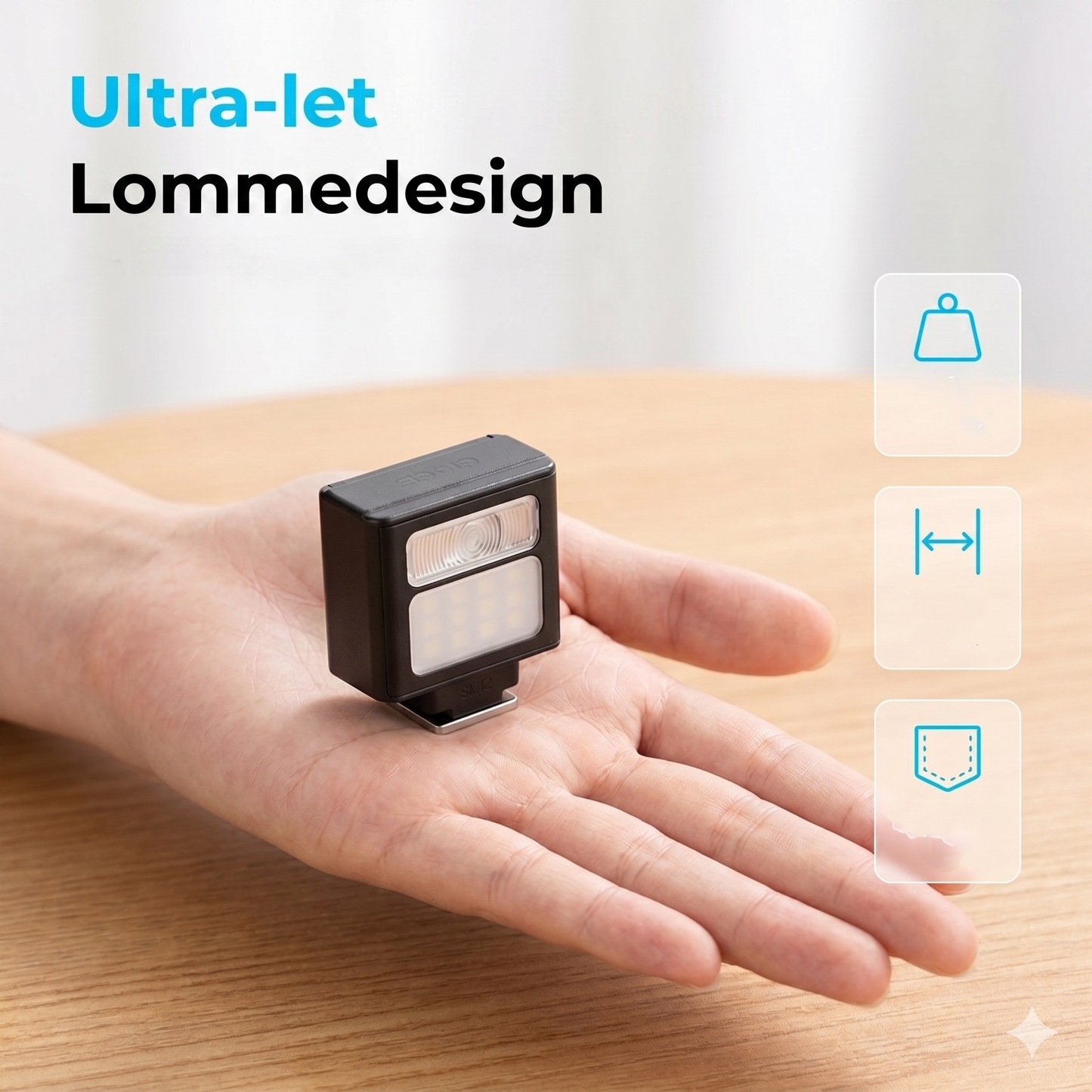 Kraftfuld Lommevenlig Miniblitz med Dobbelt Lysfunktion