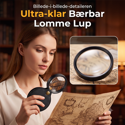 Foldbart lommeforstørrelsesglas i bærbart PU-læder beskyttelsesetui