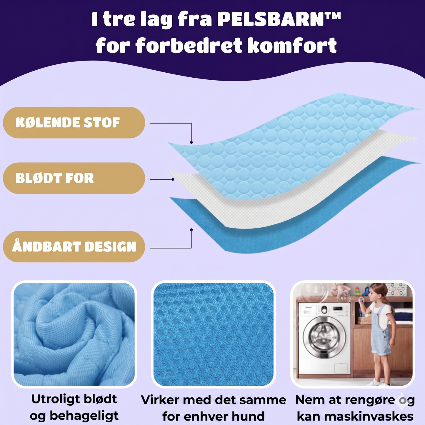 Naturlig og Sikker Kølemåtte til Kæledyr