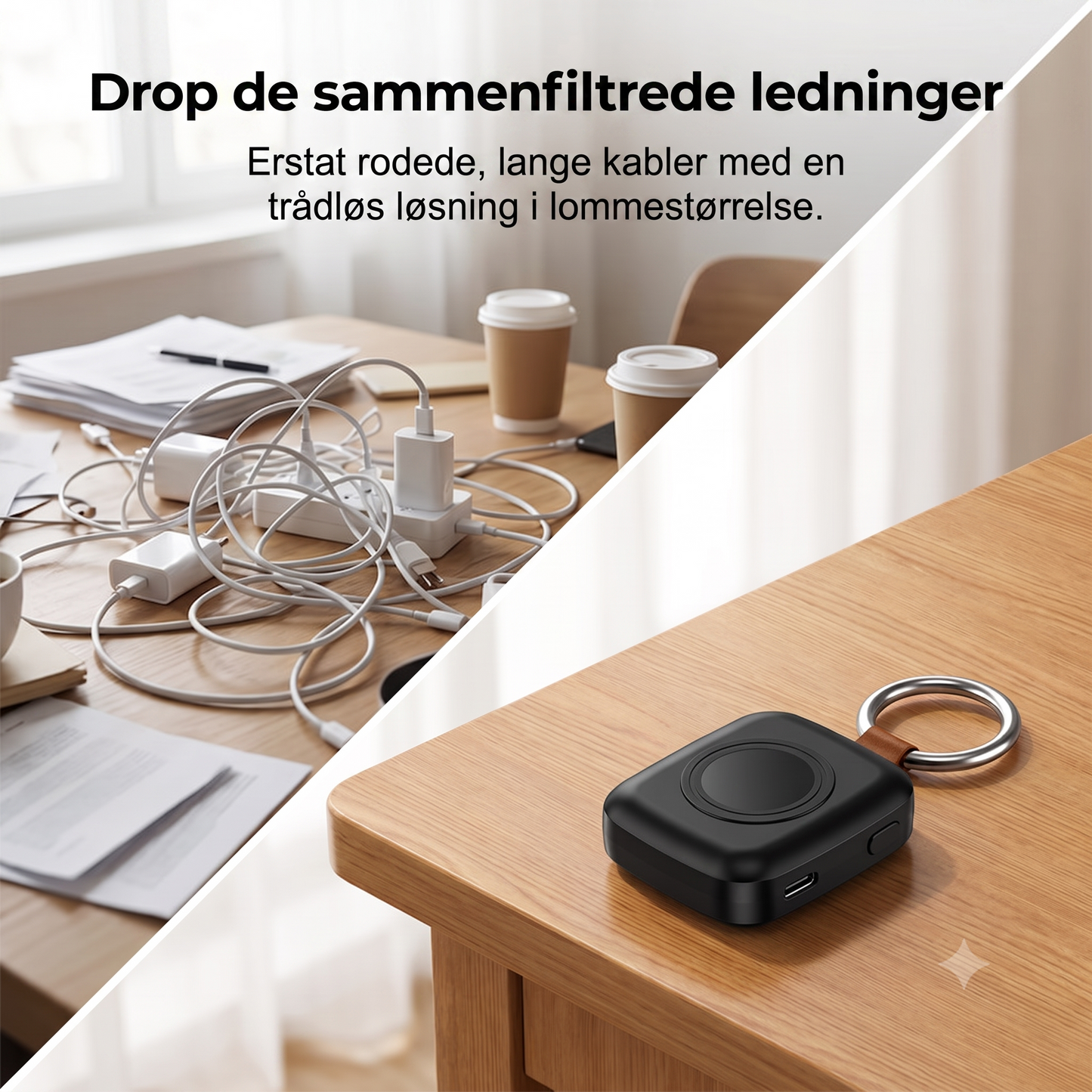 Stilfuld trådløs oplader til smartwatch – Bærbar powerbank