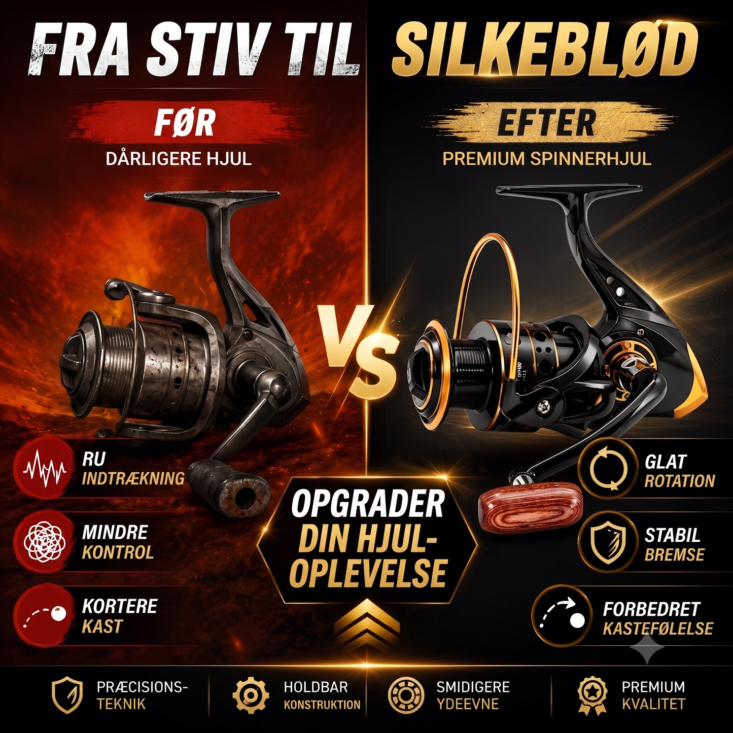 Letvægts Spinnestang Med CNC-maskineret Hjulsæde Til Fiskeri