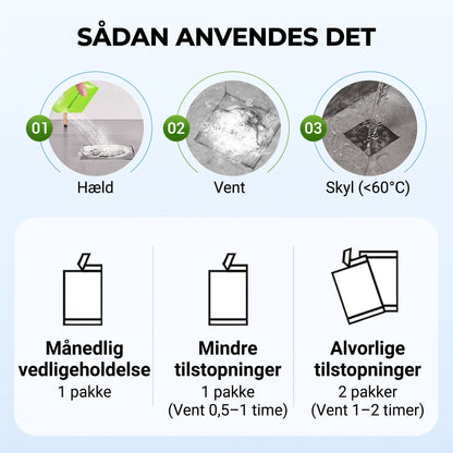 Effektiv afløbsrens til nem opløsning af snavs og grundig vedligeholdelse af rørene