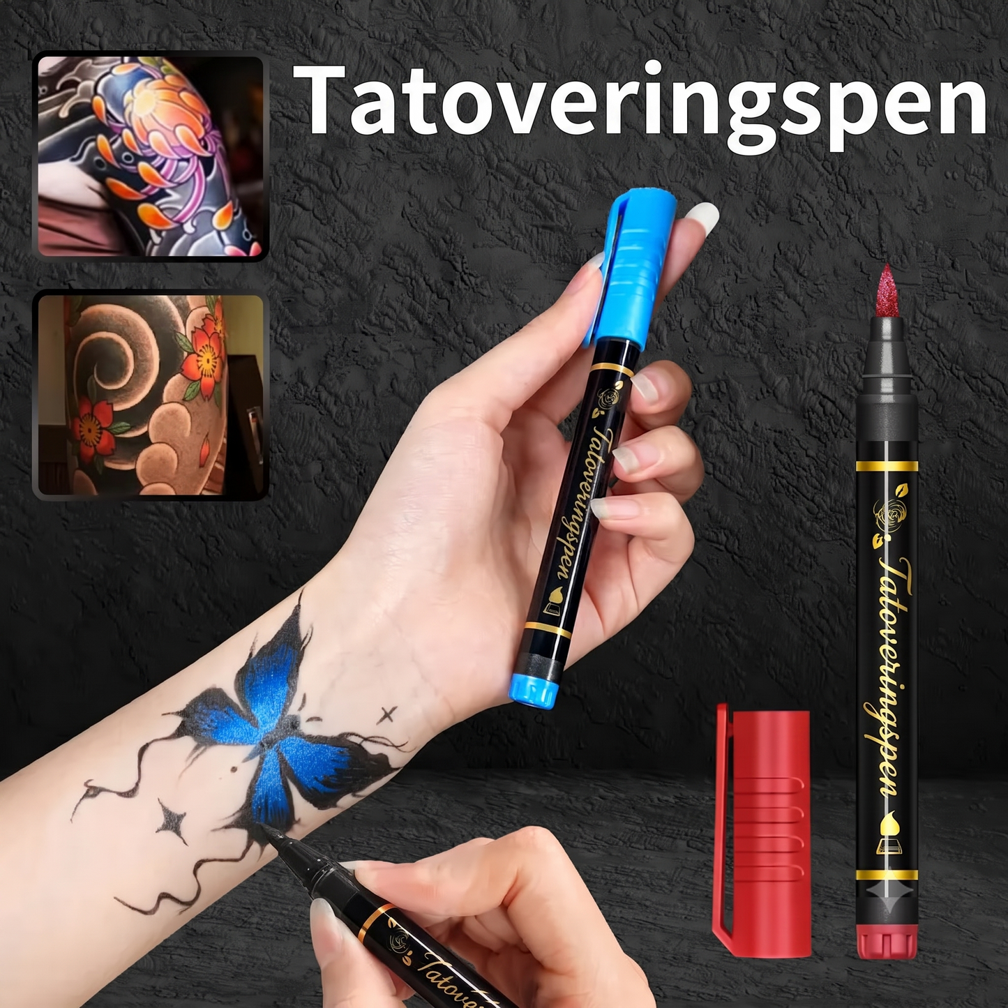 Kreativt sæt med 10 tuscher til hudvenlige og midlertidige tatoveringer