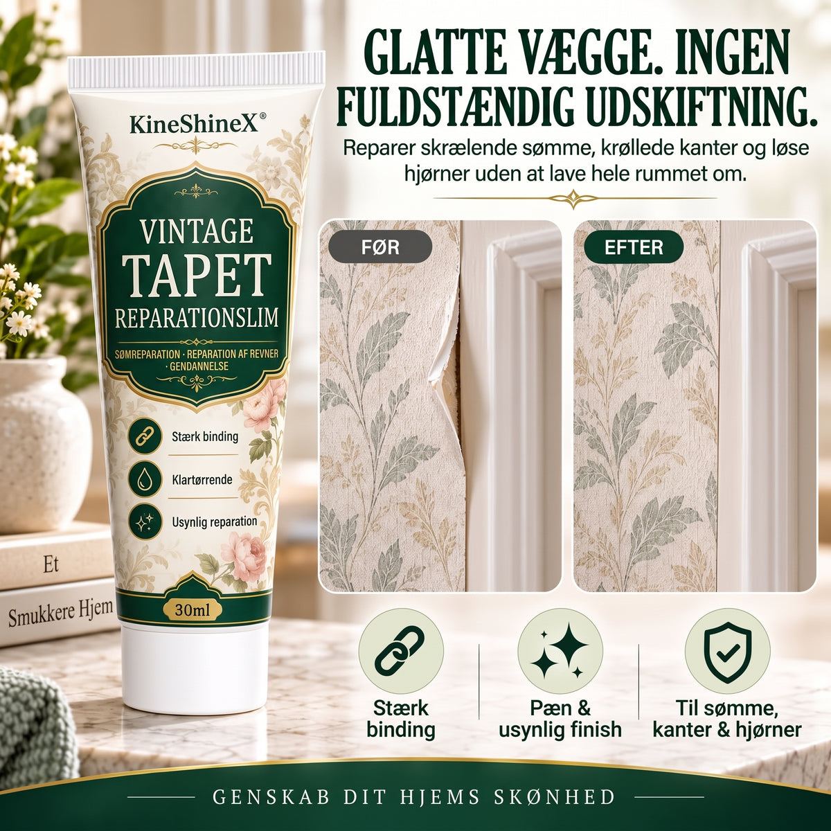 Tapetlim til mønstret vintagetapet med stærk klæbeevne og præcis påføring